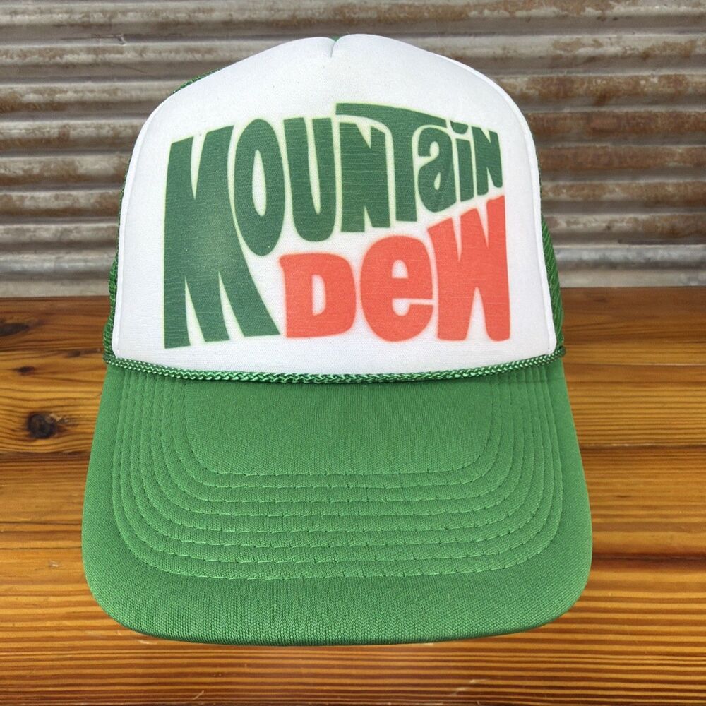 Vintage Mountain Dew Soda Trucker Hat Snapback Cap